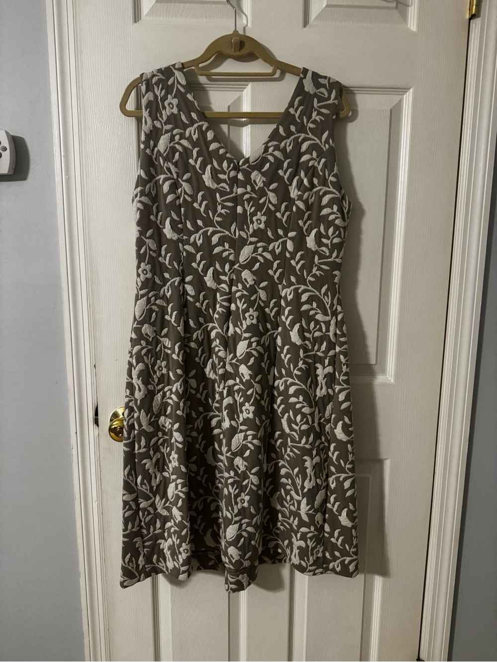 Tyler Boe Taupe Dress with White Floral Jacquard